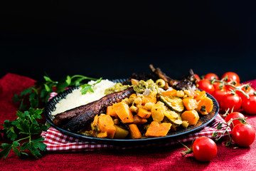 traditional moroccan dish couscous salad with Sausage