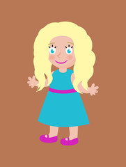 Blonde Doll with Long Hair and Big Blue Eye Vector