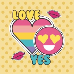 cute patches badge love yes heart smile fashion vector illustration