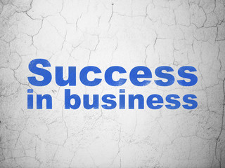 Business concept: Blue Success In business on textured concrete wall background