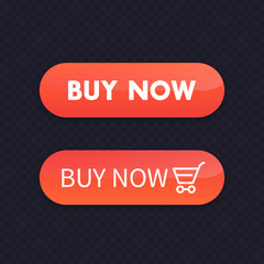 buy now, orange buttons for web, vector illustration