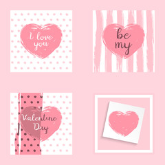 Valentine's Day card. Pink heart drawing painted brush strokes. Element design, poster, congratulations, recognition. Illustration grunge style. Isolated on white background