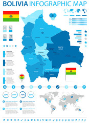 Bolivia - infographic map and flag - Detailed Vector Illustration