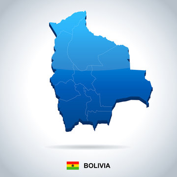 Bolivia - map and flag - Detailed Vector Illustration
