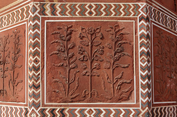 Obraz premium Floral designs on the wall of Taj Mahal, Agra, India