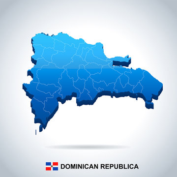 Dominican Republic - map and flag - Detailed Vector Illustration