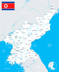 North Korea Map - detailed vector illustration