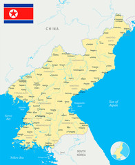 Fototapeta premium North Korea Map - Detailed Vector Illustration