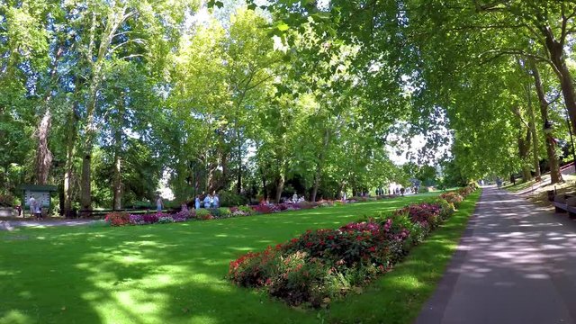 Nice promenade in small town Heviz, in Hungary. Famous Hungarian thermal spa