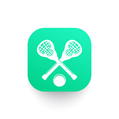 Lacrosse icon with sticks and ball, vector illustration
