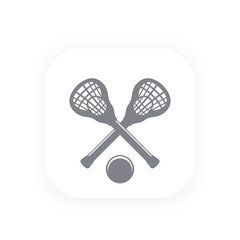 Lacrosse icon, pictogram with sticks and ball