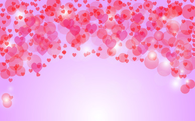 Abstract heart valentine background Festive defocused lights.Vector illustration