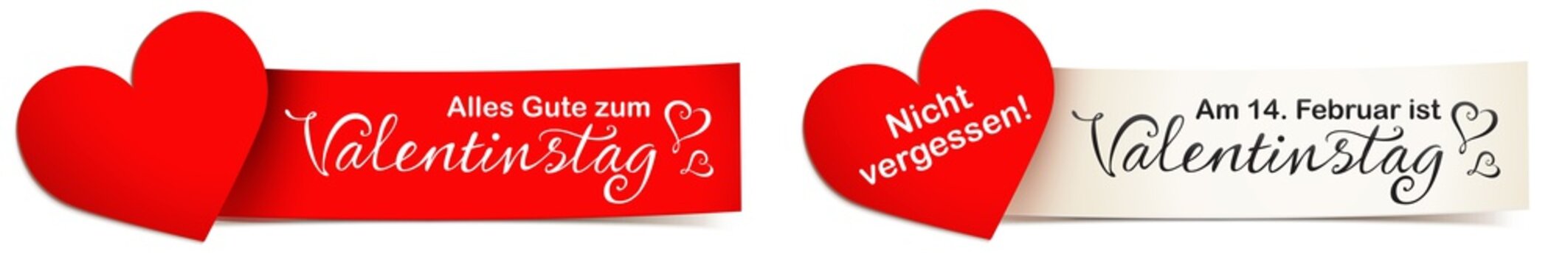 Valentinstag Termin, Gru&szlig; - Banner Set mit Herz Karte, Zettel und Kalligraphie