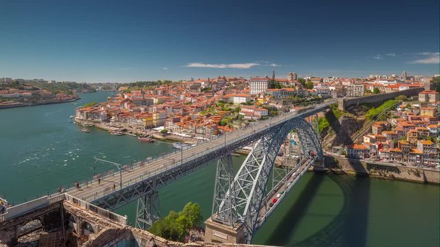 Portugal Porto timelapse old city centre bridge 4k