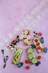 Bread with fruits, vegetables and berries