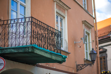 Balcony in old european city street