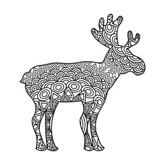 drawing zentangle for deer adult coloring page vector illustration