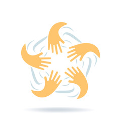 Creative Logo With Hands Connection, Friendship And Unity Concept Template Web Sign Vector Illustration