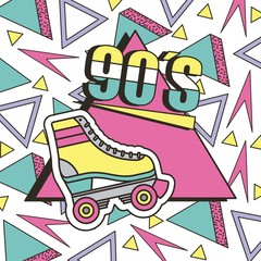 the 90s roller skate memphis geometric abstract design vector illustration