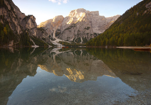 Lake Lago di Braies, Dolomites, Italy