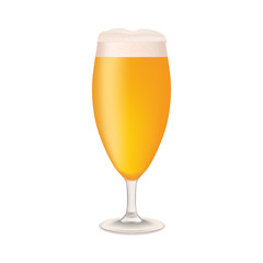 Realistic glass of beer isolated on white background. Vector illustration