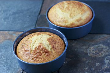Homemade Vanilla cake in pans