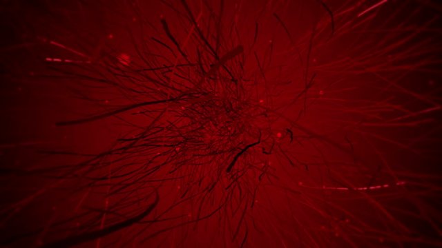 Abstract intro. Growing in 3D space.Growing red worms.Abstract Red virus background.Type 2