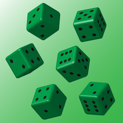 Green Dice with Black Points
