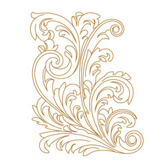 Golden vintage baroque ornament, corner. Retro pattern antique style acanthus. Decorative design element filigree calligraphy vector. - stock vector