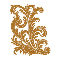 Golden vintage baroque ornament, corner. Retro pattern antique style acanthus. Decorative design element filigree calligraphy vector. - stock vector