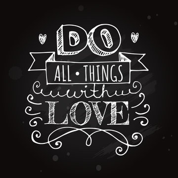 lettering on blackboard with decorative elements