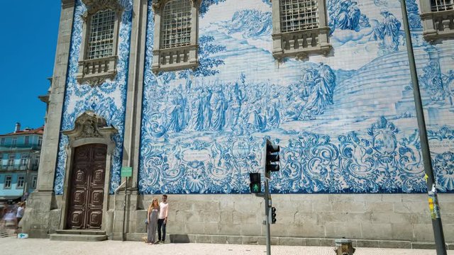 Portugal Porto timelapse city centre buildings architecture squre cathedral 4k
