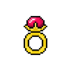 Pixel magic ring with gem for games and websites