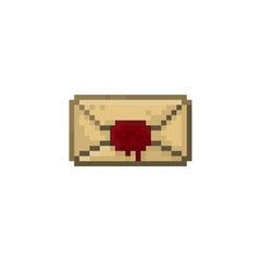 Pixel old envelope with a letter for games and websites