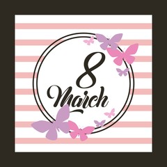 march 8 international womens day greeting card floral image vector illustration