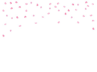 Fototapeta na wymiar Rose Petals Elegant Vector Confetti. Spring Magic Cherry Blossom Background. Natural Cosmetics, Flying Rose Petals Confetti. Sakura Blossom Romance Wedding Decoration Valentines Day Love Showering
