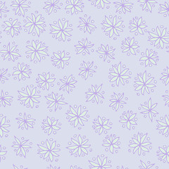 Seamless pattern with blue flowers on blue background