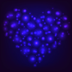 Blue shining glowing heart. Happy Valentine's Day. Vector illustration