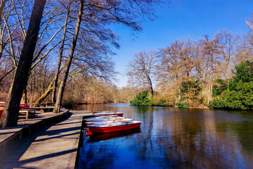 Wooden boats on water. boats at the jetty