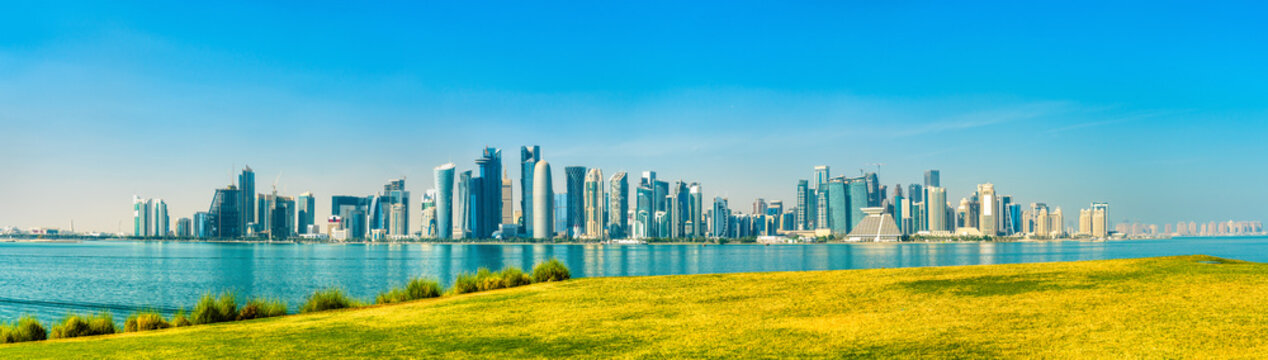 Skyline of Doha, the capital of Qatar.
