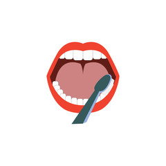 Oral hygiene banners with cute tooth. Part 1. Brushing, flossing and rinsing. Vector illustration.
