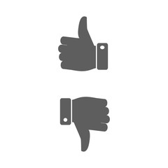 Like and Dislike icon. Thumbs up and down sign in flat style. Concept for user feedback for social network. Vector illustration. EPS 10.