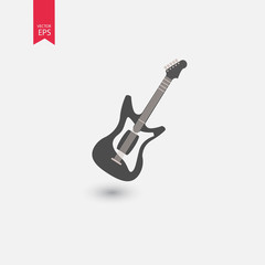 Guitar icon vector, Acoustic musical instrument sign Isolated on white background. Trendy Flat style for graphic design, logo, Web site, social media, UI, mobile app, EPS10
