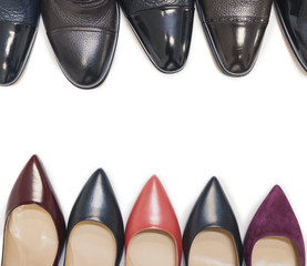 men and women shoes with copy space