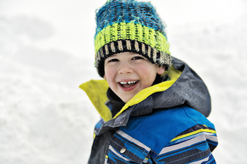 Cute boy in winter season