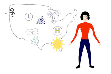 Weatherwoman and US forecast map