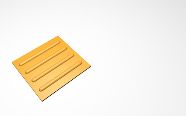 Braille block line  yellow road white background 3d style