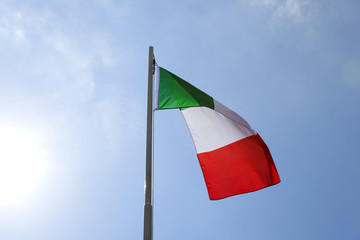 National flag of Italy on a flagpole