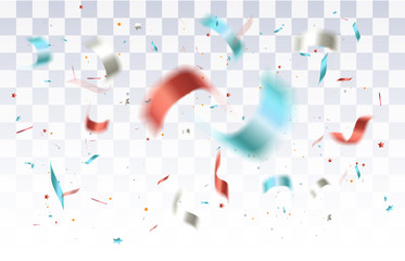 Defocused confetti isolated on transparent background.Vector illustration.