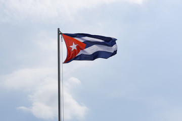 National flag of Cuba on a flagpole